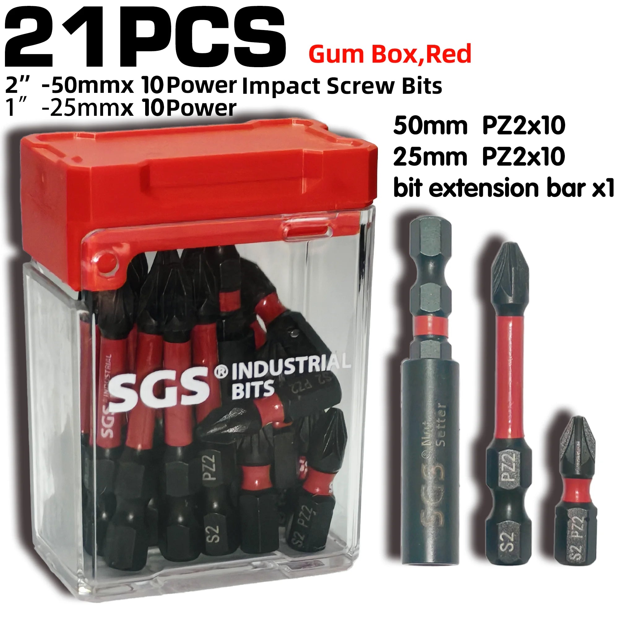 21-Piece Phillips Bit Set Made of S2 Steel, 25/50mm Size, 60mm Deep Screw Extension Rod, Impact-Resistant, Corrosion-Resistant, Strong Magnetic Adsorption, Non-Slip, Easy to Use, Suitable for Power Tools / Digital Repair / Of
