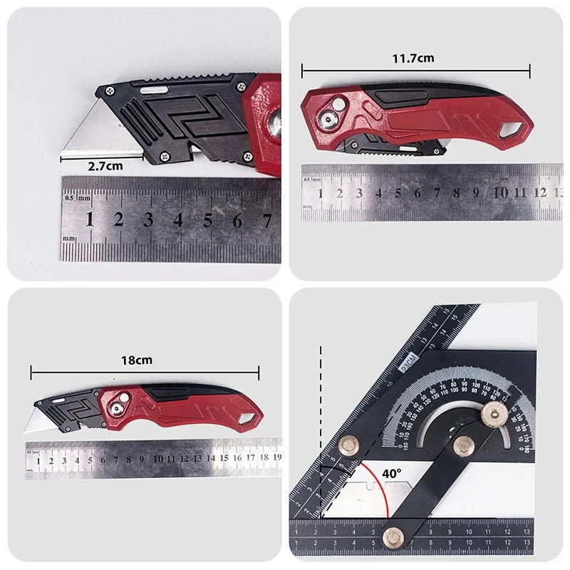 Folding Utility Knife Replaceable Utility Knife for Cable Cartons Cardboard Boxes Cutter Handle Knife Blades Outdoor Hand Tool