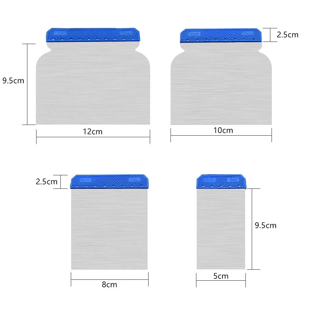 4pcs/Set Scraper Putty Knife Blade Painting Tools Hand Plastering Cleaning Blade Shovel for Wallpaper/Decals/Drywall Finishing