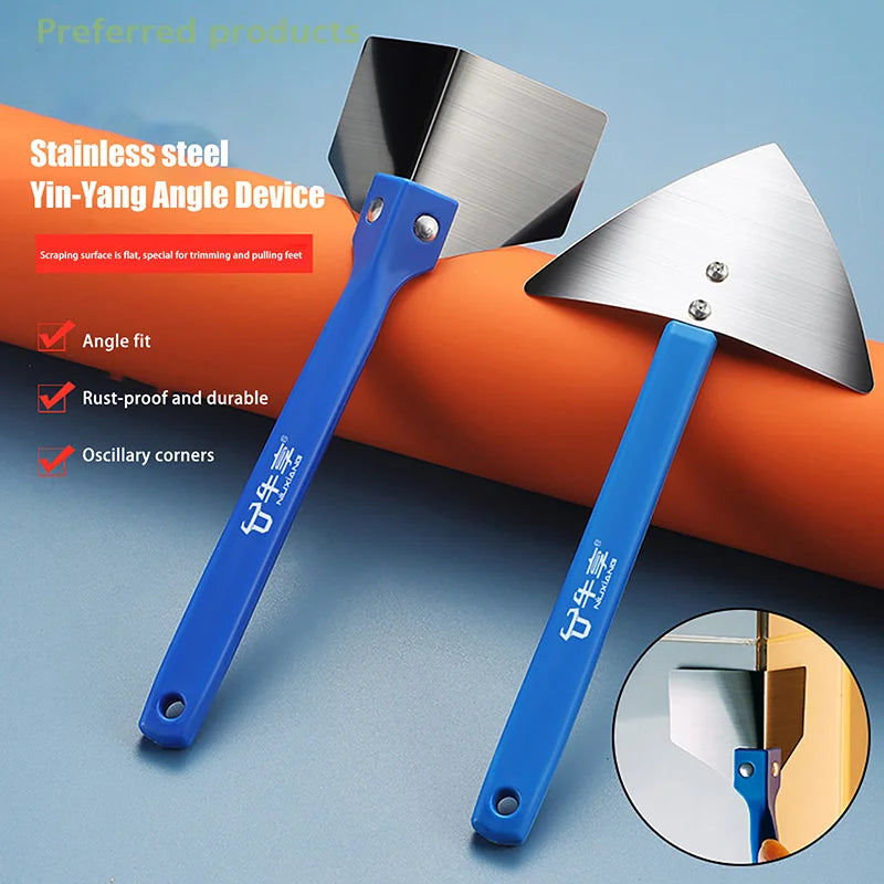 Practical Painting Tools; Stainless Steel Corner Trowel, Sealing Spatula and Durable Plastic Handle Putty Scraper