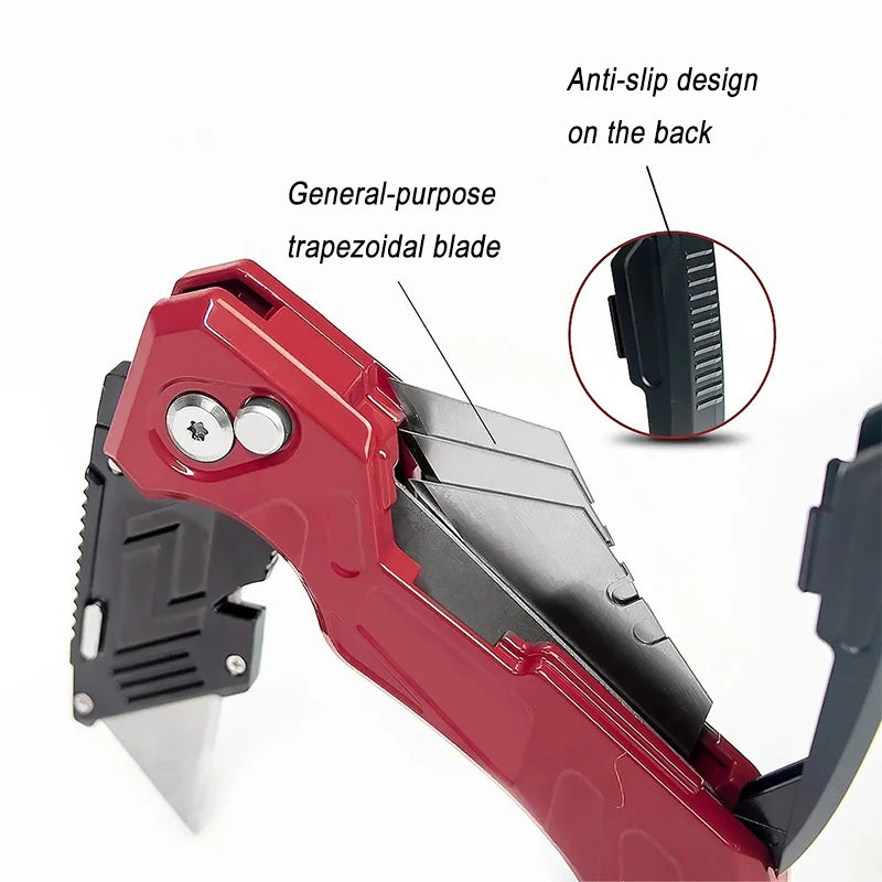 Folding Utility Knife Replaceable Utility Knife for Cable Cartons Cardboard Boxes Cutter Handle Knife Blades Outdoor Hand Tool