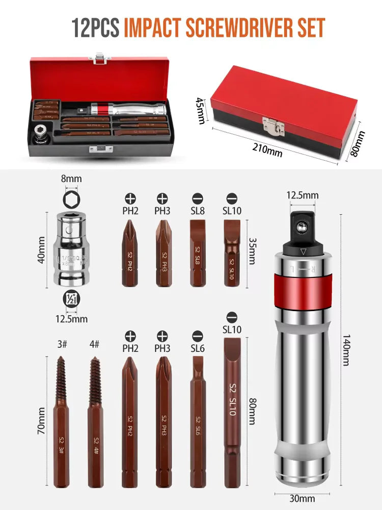 Impact Screwdriver Sets  Slotted Cross Screwdriver Bit Set Multifucntion Portable Drill Tool Set Screw Driver Bits Hand Tools