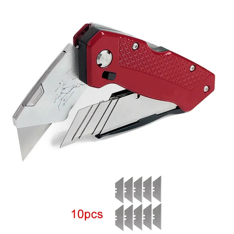 Folding Utility Knife Replaceable Utility Knife for Cable Cartons Cardboard Boxes Cutter Handle Knife Blades Outdoor Hand Tool