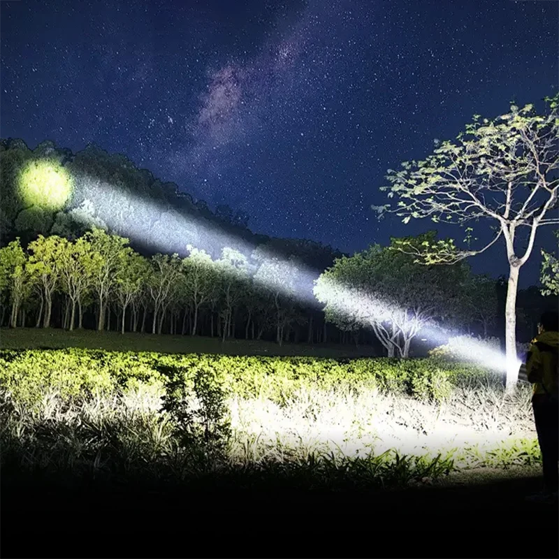 9000000LM LED Strong Light Flashlight Portable Rechargeable Lamp Built-in Battery Long Range Tactical Lantern Outdoor Lights