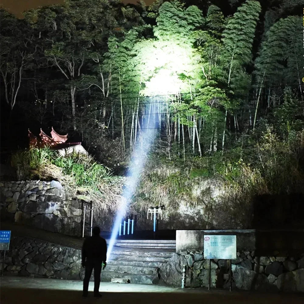 9000000LM LED Strong Light Flashlight Portable Rechargeable Lamp Built-in Battery Long Range Tactical Lantern Outdoor Lights