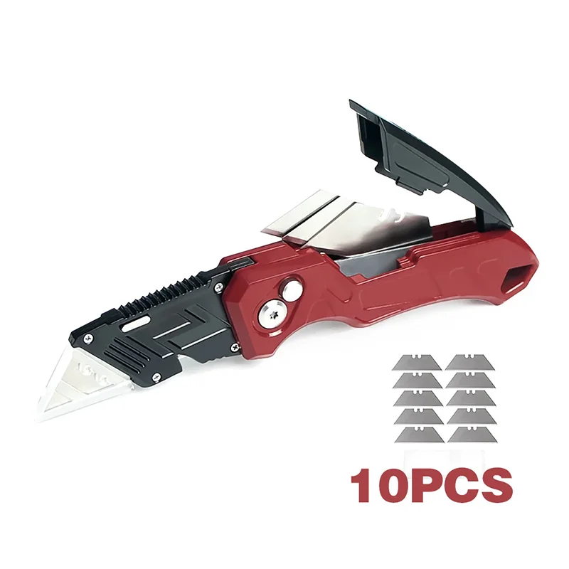 Folding Utility Knife Replaceable Utility Knife for Cable Cartons Cardboard Boxes Cutter Handle Knife Blades Outdoor Hand Tool